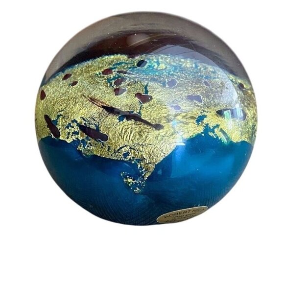 Robert Held Art Glass Round Sphere Paperweight Vintage - Picture 4 of 5